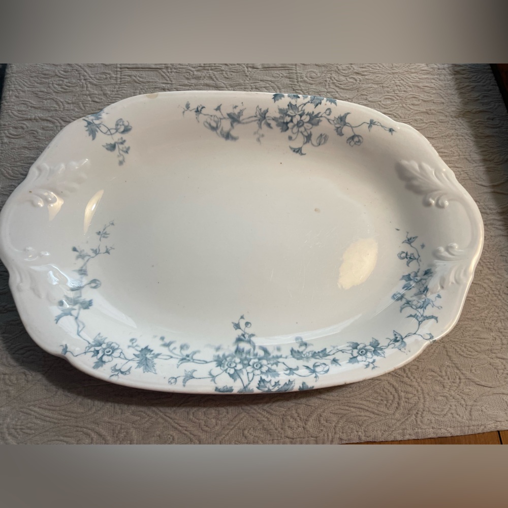 Elegant Blue Vintage Floral Serving Platter